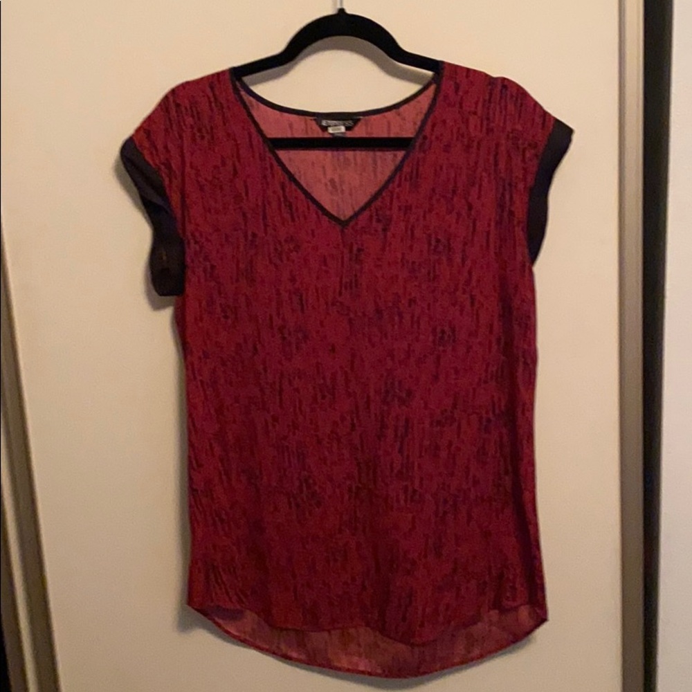Red and black cap sleeve shirt